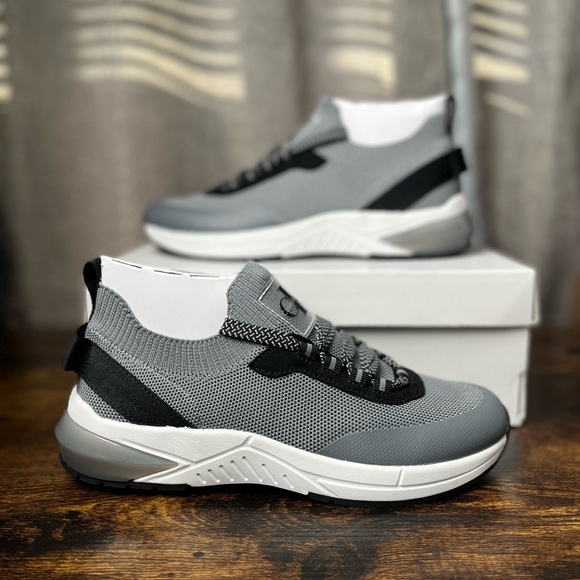 Calvin Klein Womens Sierra Knit Sneaker Shoes Gray Black Low Top Lace Up size 7 - Picture 5 of 10